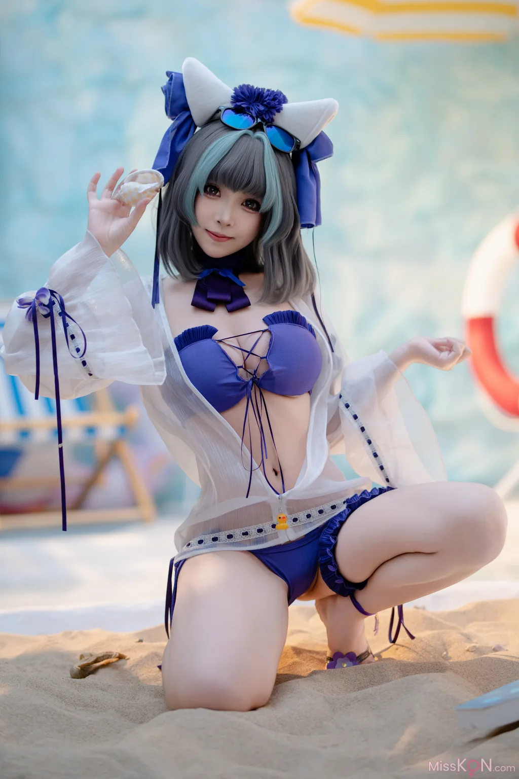 Coser@Bangni邦尼: 泳装柴郡 (86 photos)