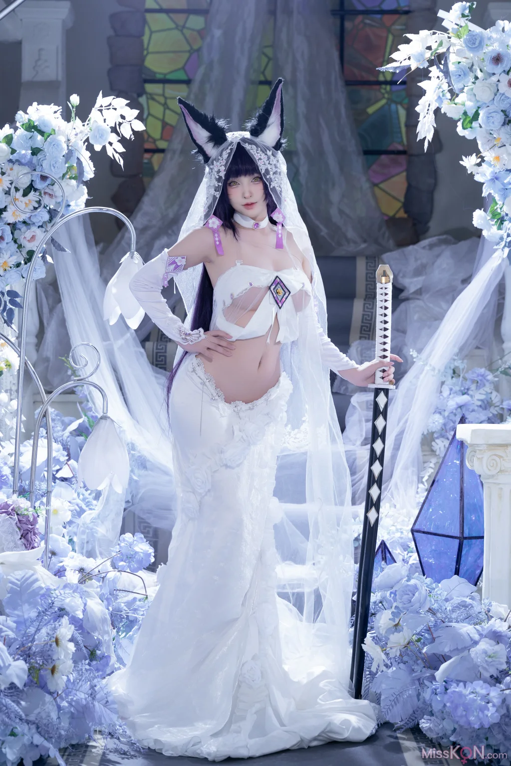 Coser@清水由乃: 碧蓝航线 武藏 紫藤花 (51 photos + 1 video)