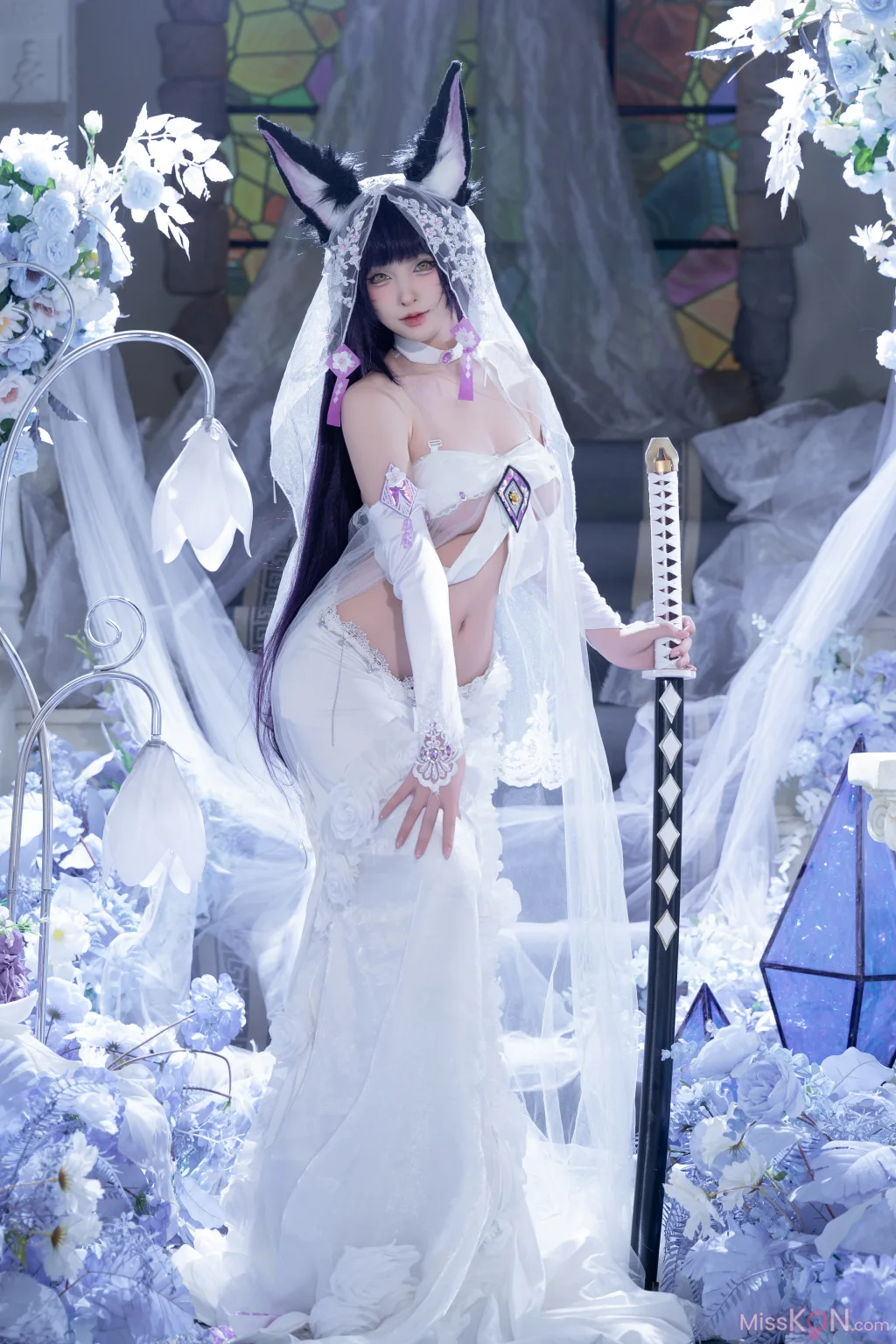Coser@清水由乃: 碧蓝航线 武藏 紫藤花 (51 photos + 1 video)
