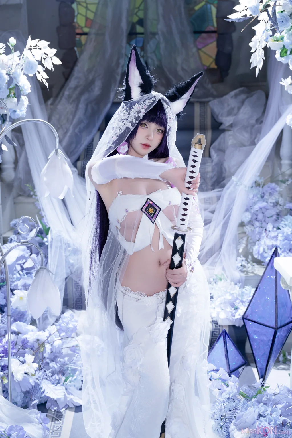 Coser@清水由乃: 碧蓝航线 武藏 紫藤花 (51 photos + 1 video)
