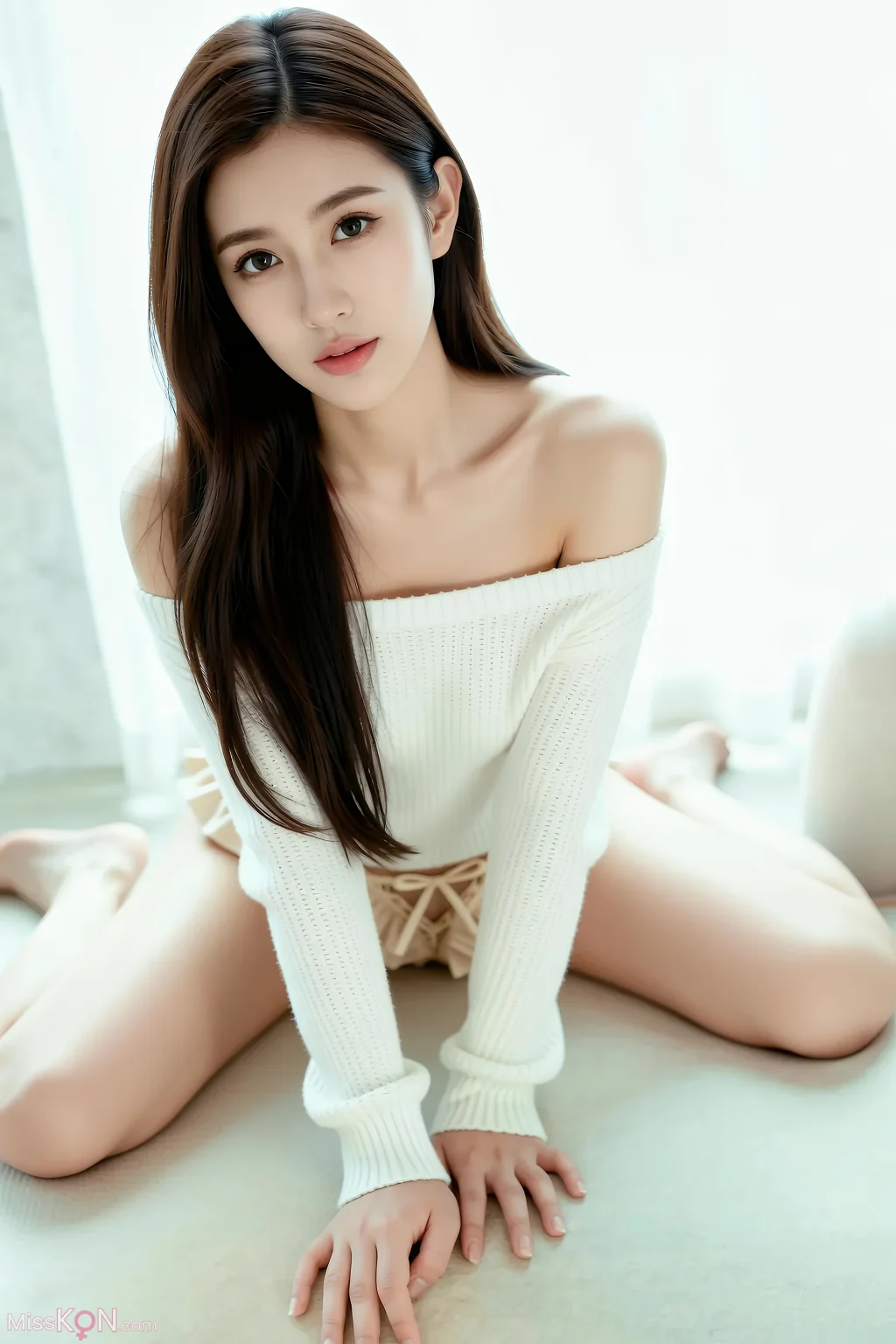 [AIGirl] 棉棉香 一字肩针织衫 (86 photos)