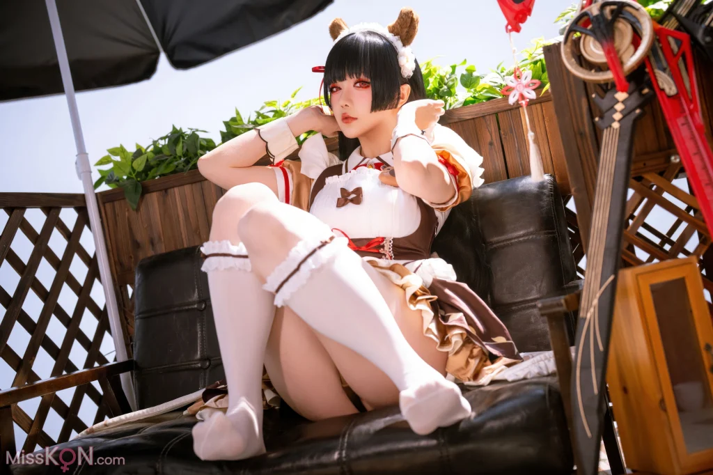 Coser@星之迟迟Hoshilily: 2026年04月计划 鸣潮 千咲·联动咖啡女仆 (42 photos)