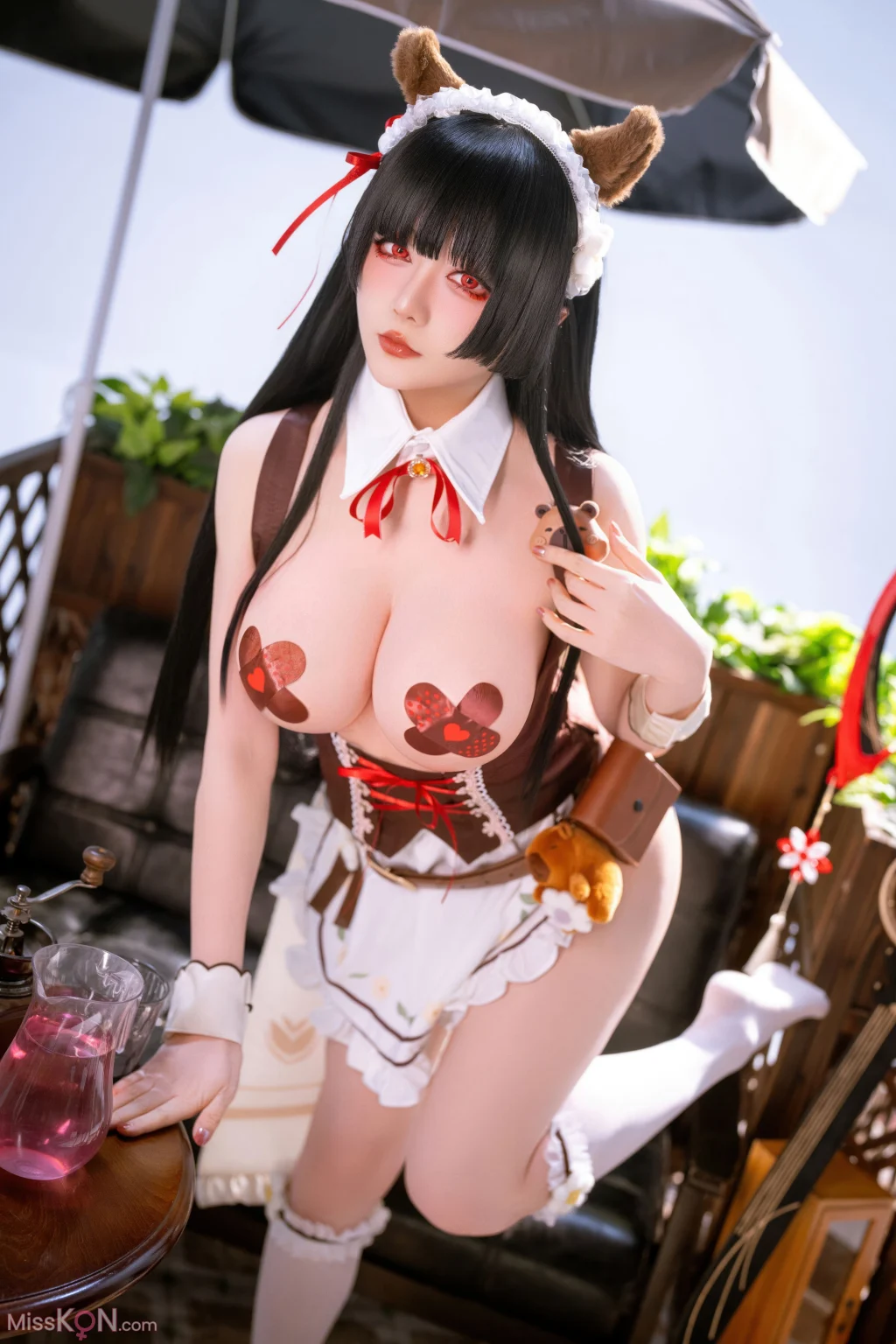 Coser@星之迟迟Hoshilily: 2026年04月计划 鸣潮 千咲·联动咖啡女仆 (42 photos)