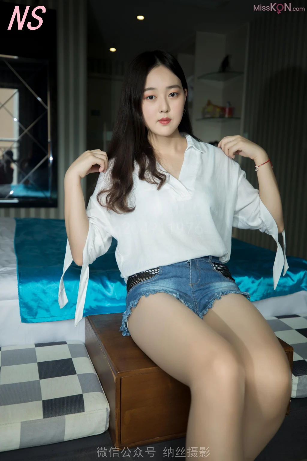 [NS纳丝摄影] No.003 叶蓉牛仔短袖肉丝 (92 photos)