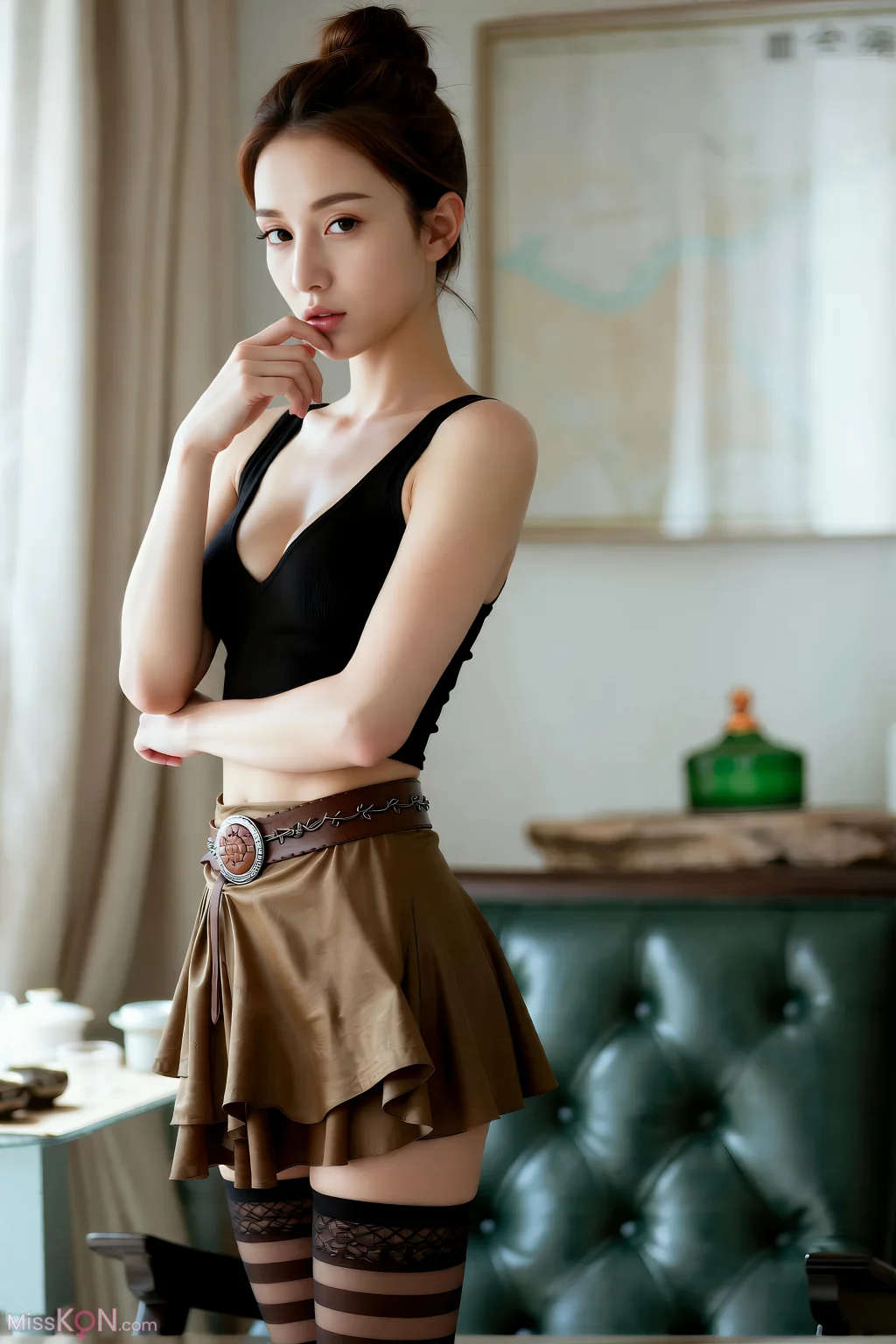 [AIGirl] 茗梓 条纹网袜 (83 photos)