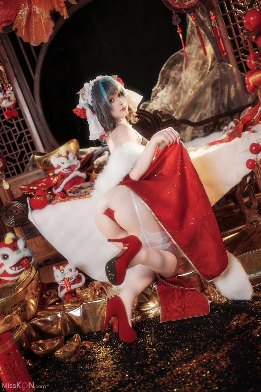 Coser@Bangni邦尼: 碧蓝航线 柴郡新春旗袍 (81 photos + 8 videos)