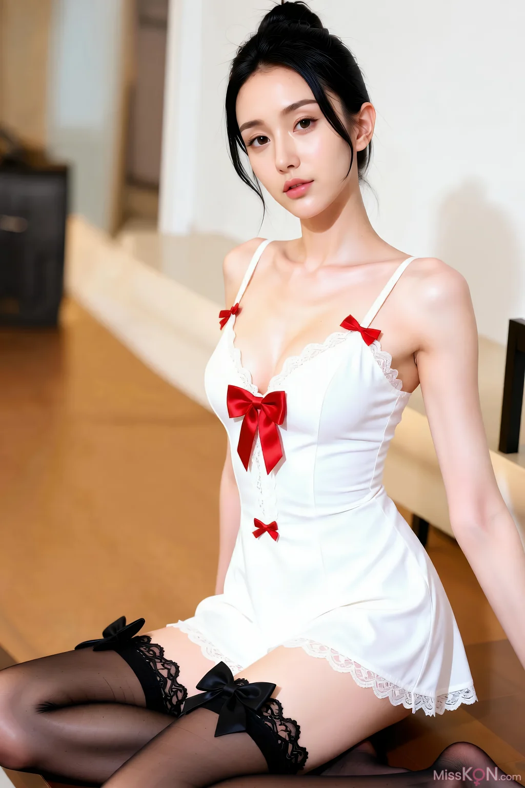 [AIGirl] 一柠lemon 红色蝴蝶结 (76 photos)