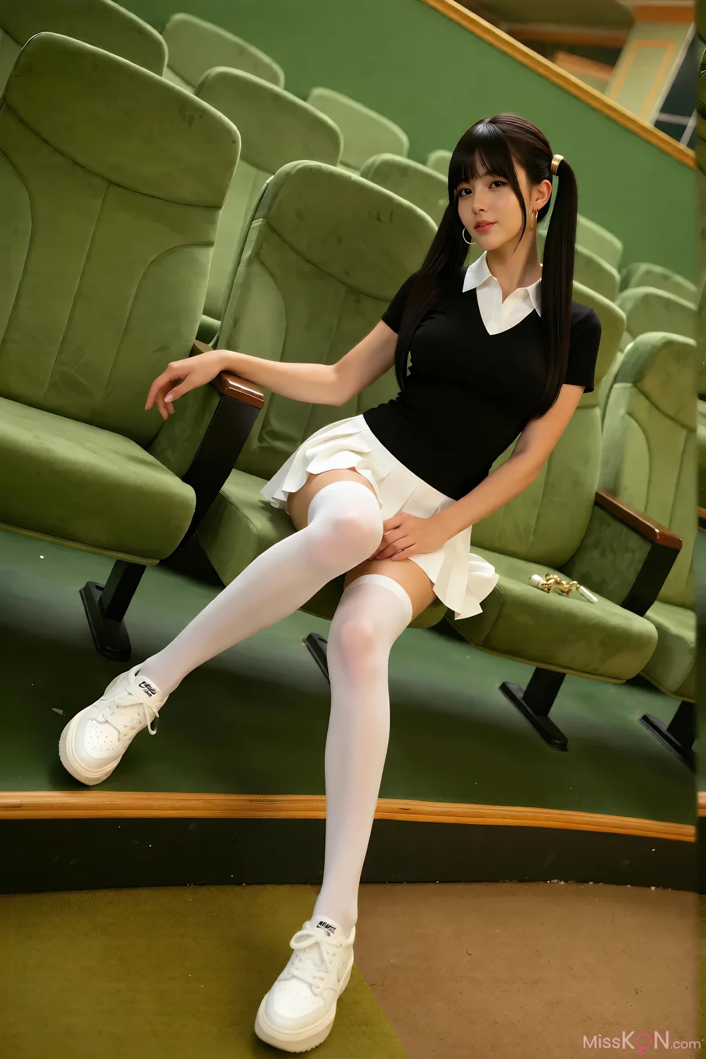 [AIGirl] 柚柚sasa 白色百褶裙 (85 photos)
