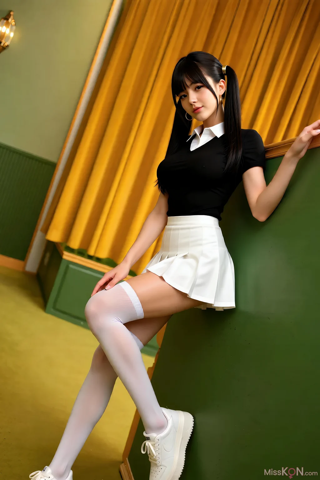 [AIGirl] 柚柚sasa 白色百褶裙 (85 photos)