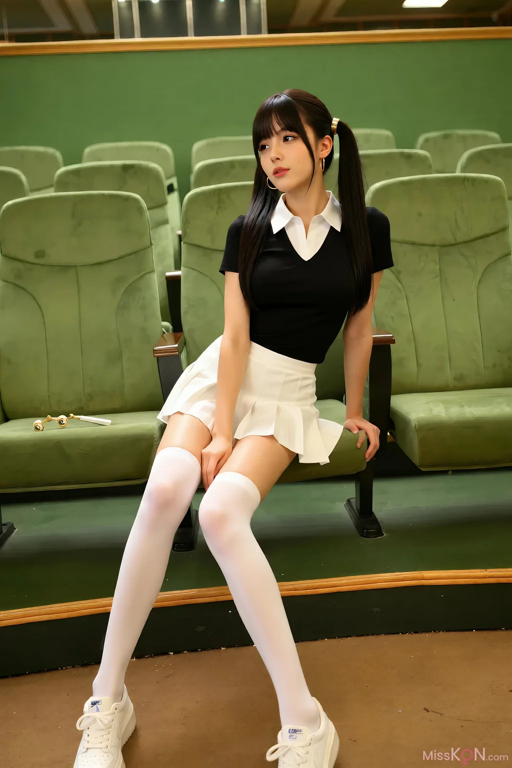 [AIGirl] 柚柚sasa 白色百褶裙 (85 photos)
