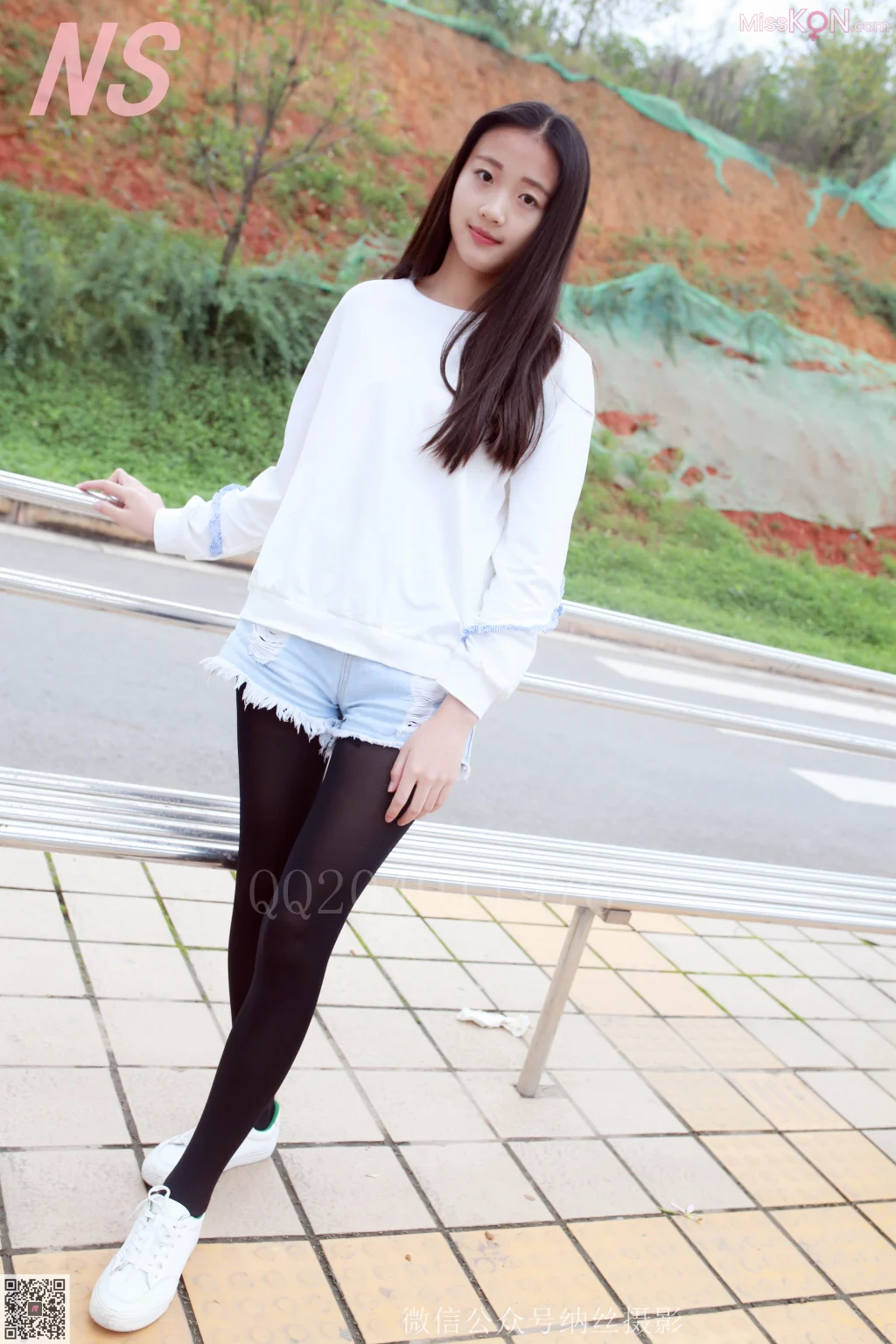 [NS纳丝摄影] No.072: 陈暖阳 牛仔短裤黑丝 (47 photos)
