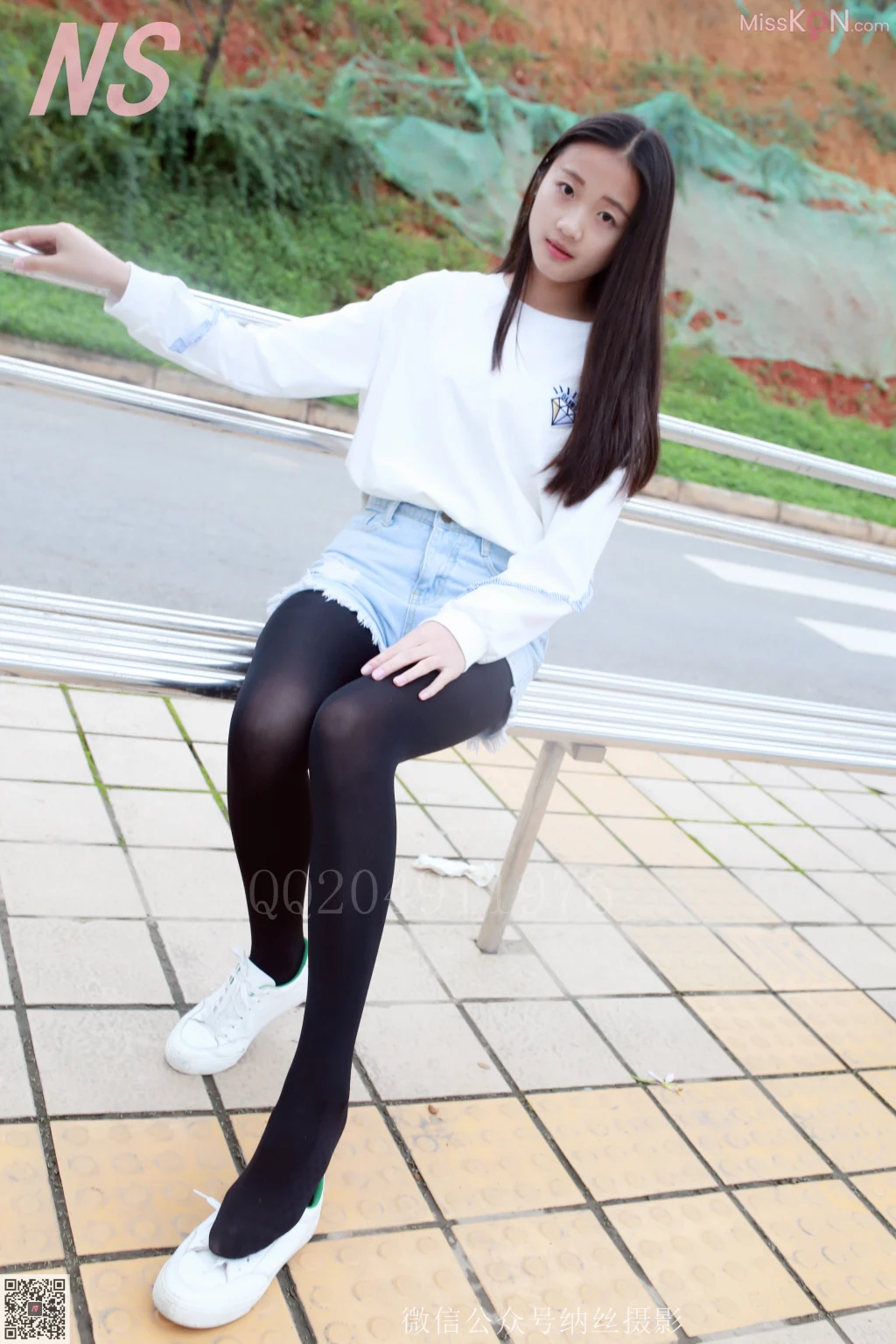 [NS纳丝摄影] No.072: 陈暖阳 牛仔短裤黑丝 (47 photos)