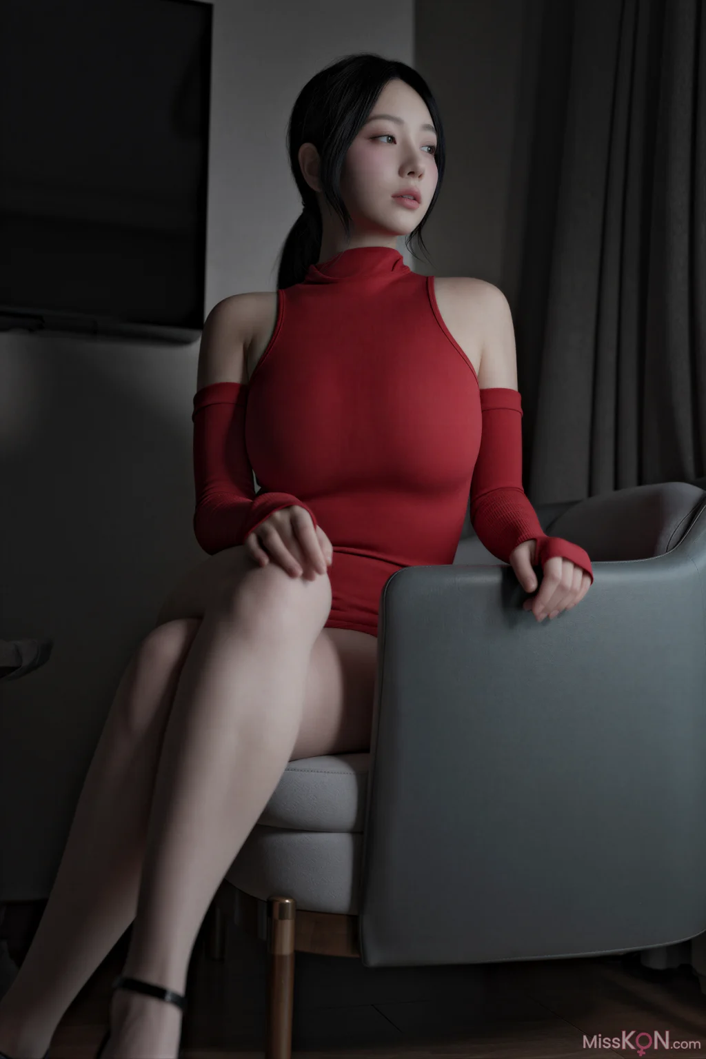 [AI Enhanced] X-LEVEL Suji (수지): Vol.82 Meshed RED (77 photos)