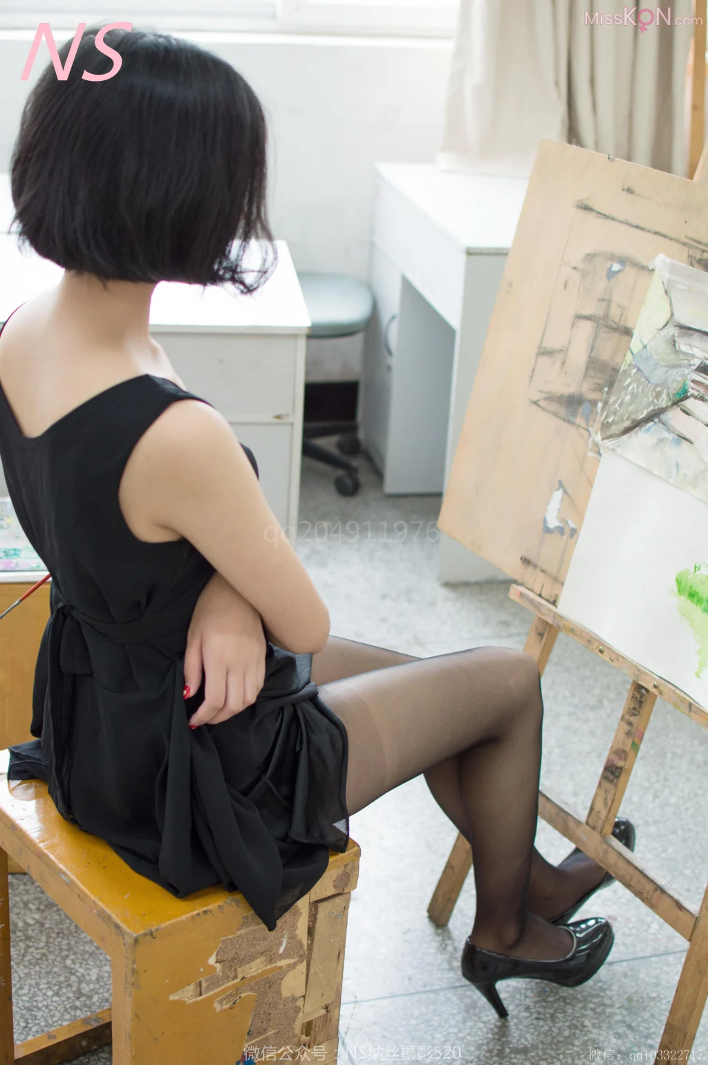 [NS纳丝摄影] No.111: 柔惠 黑色丝袜的画室含苞欲放 (61 photos)