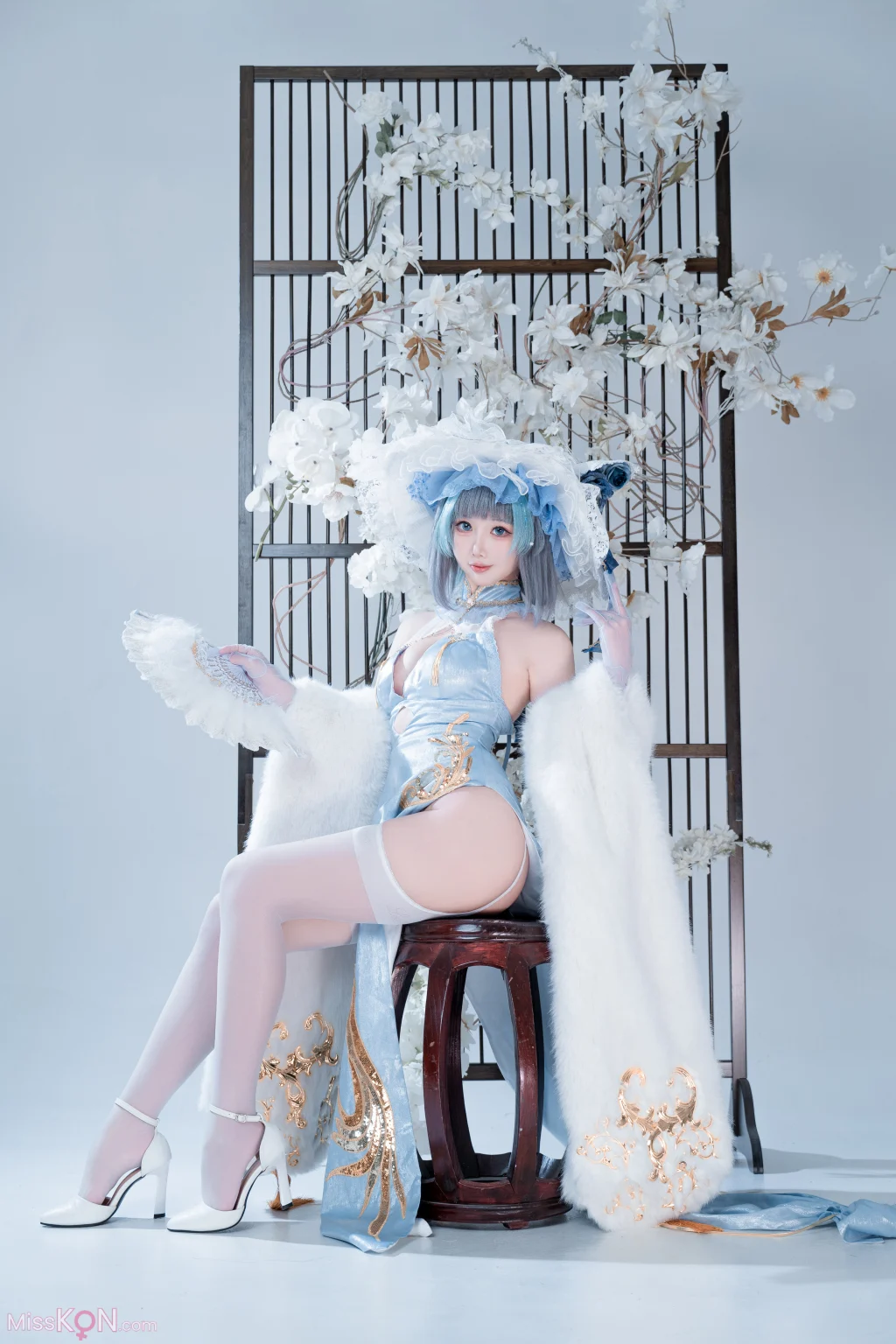 Coser@面饼仙儿: 碧蓝航线-柴郡猫猫蓝旗袍 (40 photos) – Page 2